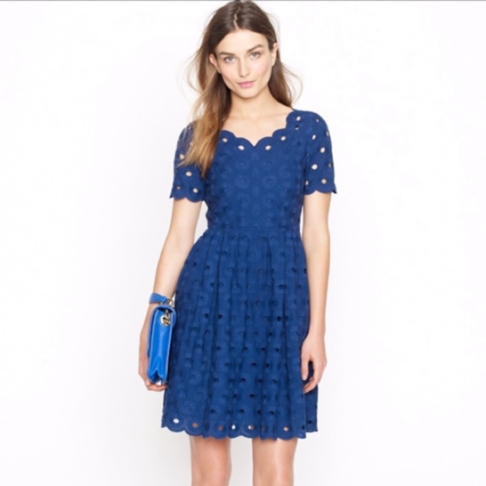 J.Crew Navy Blue Eyelet Dress